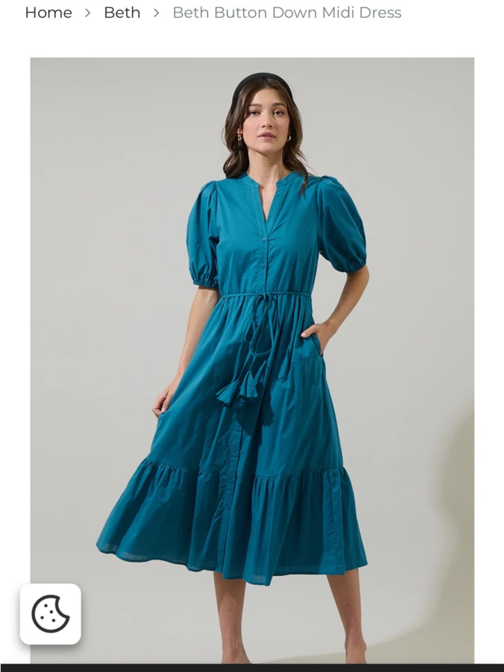 Sugarlips Teal Button-Front Maxi Dress with Tie Waist
New paper tag fell off